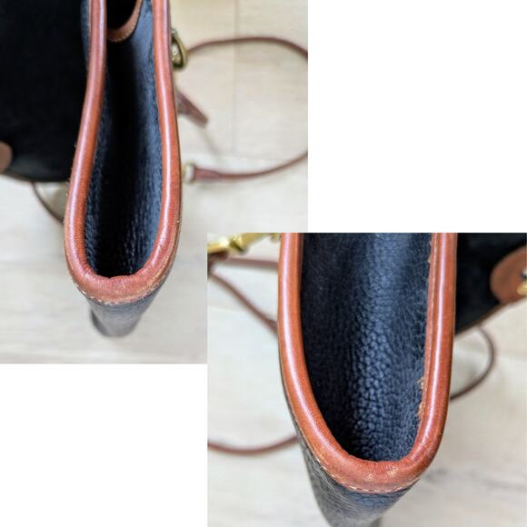 Dooney & Bourke AWL Leather Crossbody Envelope Clutch Black British Tan VTG 90s - Picture 11 of 11